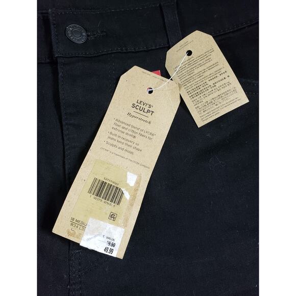 Levis 720 Jeans Size 18 Womens Black Pants Stretch Denim High Rise Skinny NWT - Picture 5 of 16
